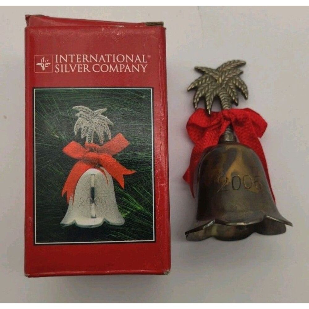 2006 International Silver Co. Silver Plated Engraved Christmas Bell